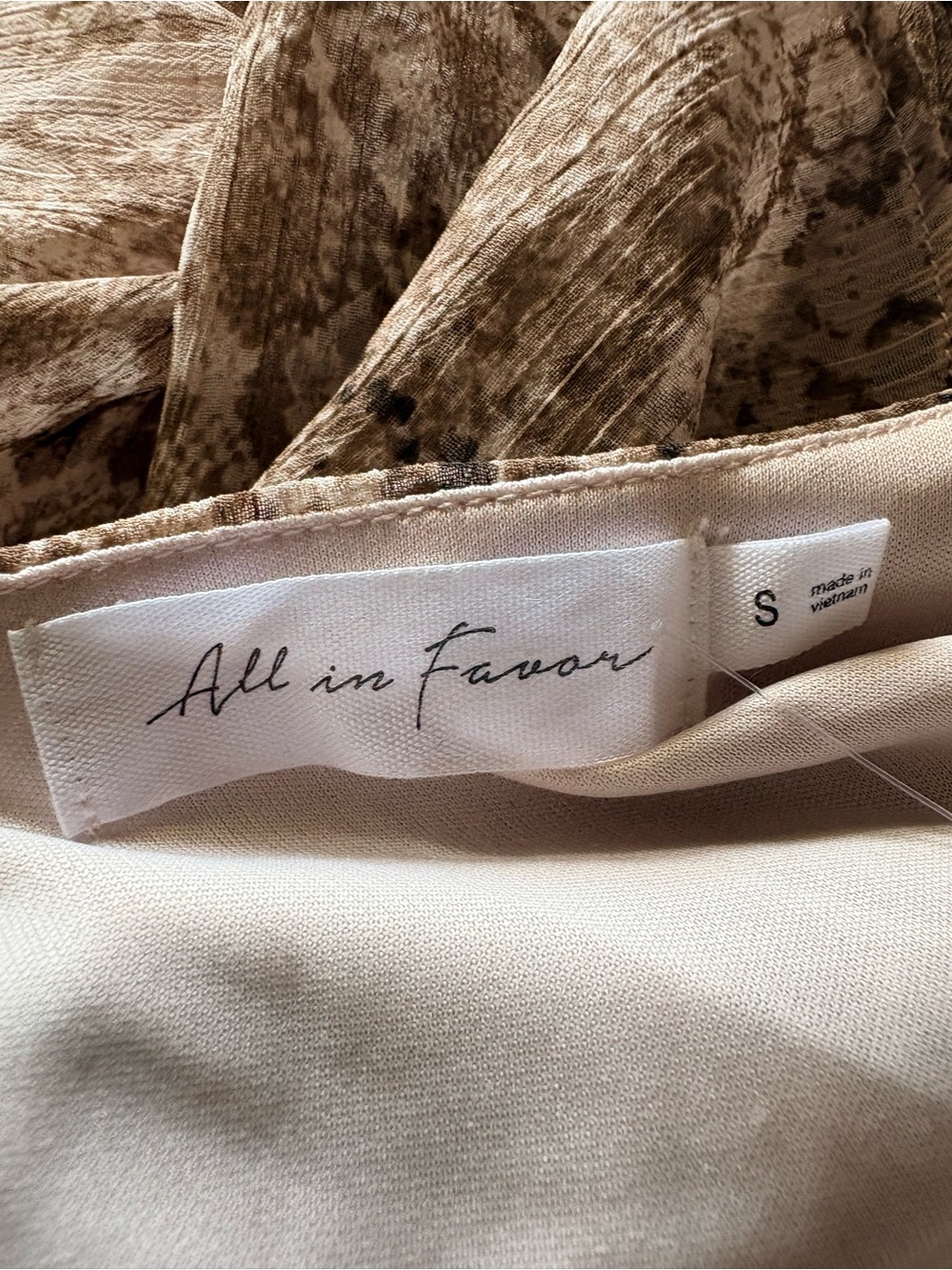 All In Favor Snake Print Wrap Mini Dress - Neutral Taupe - Picture 5 of 5